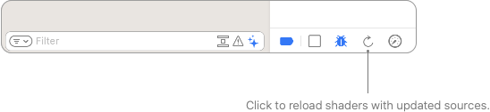 A screenshot of the Reload Shaders button in the debug bar.